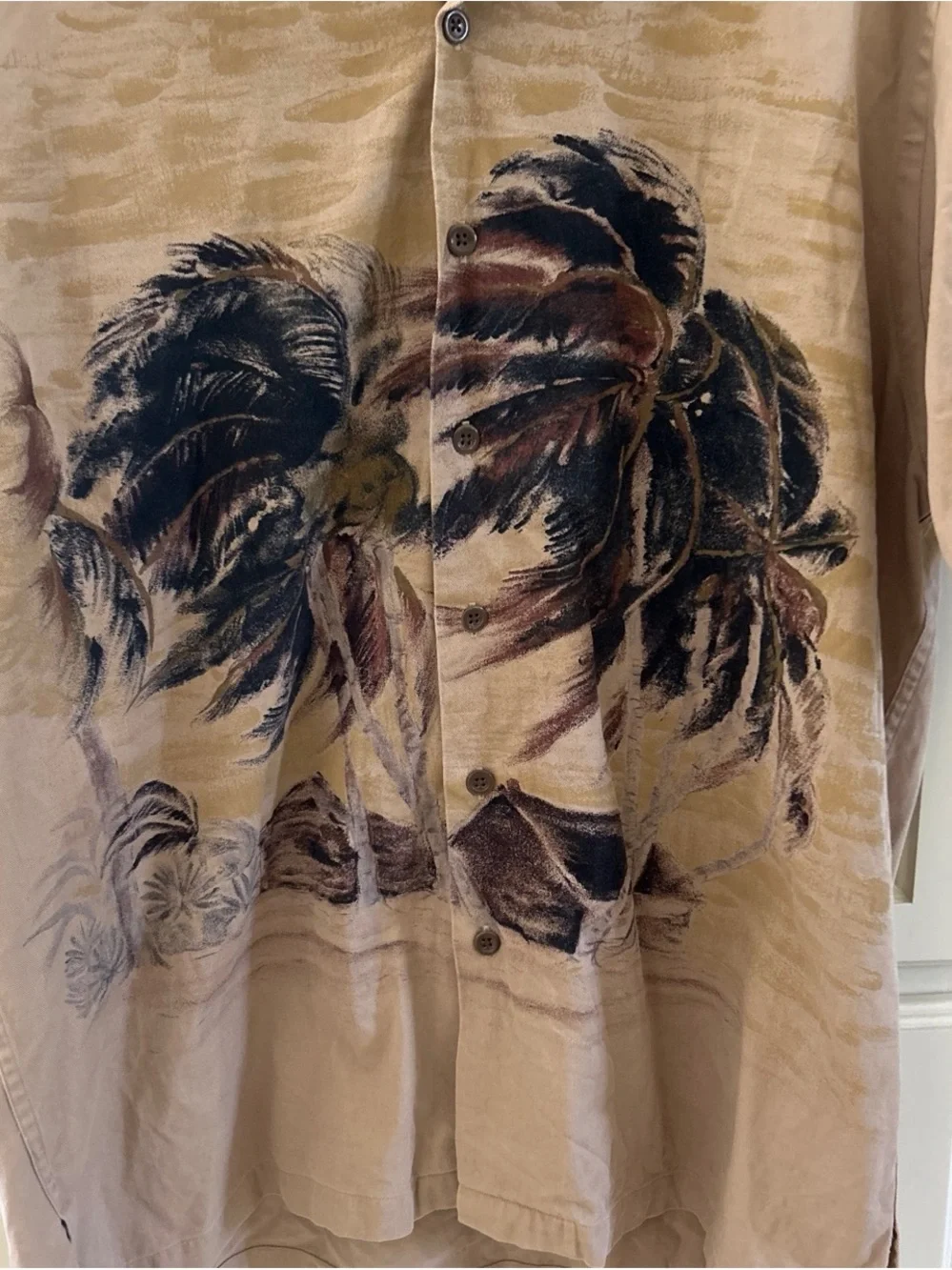 Polo by Ralph Lauren Tan Short-Sleeve Palm Print Button-Down Shirt